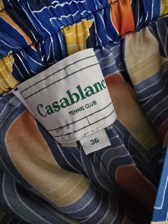 Casablanca L'Arche De Nuit Silk Palazzo Pants, Blue Multicolor (Size 36, US 4) - Picture 3 of 5